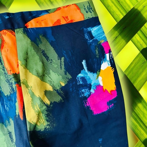 Kate Spade Saturday ‘Slim Fit Zip Pant’ in Navy Blue ‘Aurora’ Abstract Size 2 - Picture 12 of 14